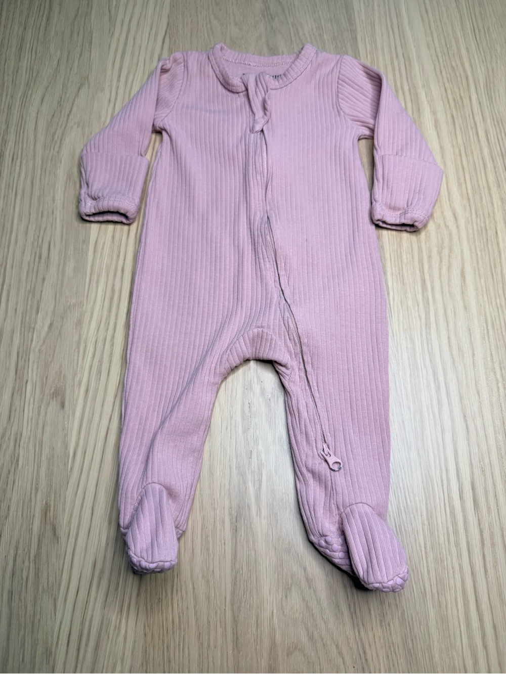 HONEYBUG Baby Pink Zip Up Onesie Sleeper‎ Organic Cotton Blend Size 0-3 Months